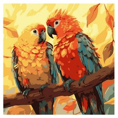 ArtLife 藝術生活 DIY 數字油畫 含框 AQ015 20 x 20cm, 1組, 比翼雙飛