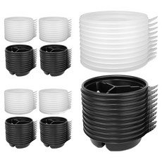 圓形半分隔粥飯湯容器 150 3格 黑色 50入 + 半透明蓋 50入 組, 1套