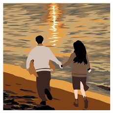 ArtLife 藝術生活 DIY 數字油畫 含框 DA3481 20 x 20cm, 1組, 攜手前行