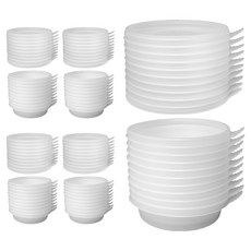 Bloom at home 圓形半碗粥飯湯容器 150 半透明 50入 + 半透明蓋子 50入 套組, 1套