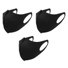 IDOOGEN 男女通用 舒適透氣 機能性布料 運動 自行車 高爾夫 口罩, 黑色, 3個