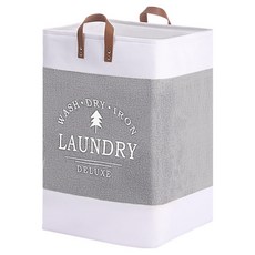 Make Mine 加厚棉麻大容量折疊收納棉被雜物髒衣籃, 1個, 灰色 + 白色