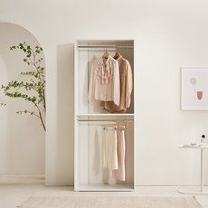 장인가구 채움 드레스룸 시스템 옷장 2단 행거형 800 방문설치, 크림 화이트