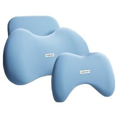 Ez2mk 퍼펙트케어 사계절 차량용 목쿠션 + 등쿠션 세트 MS-660, 스카이블루, 1세트