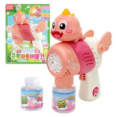 韓國 ONE&ONE LED 10孔恐龍自動泡泡槍 + 泡泡液 100ml x 2p 套組, 1套, 粉紅色