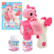 韓國 ONE&ONE LED 10孔獨角獸自動泡泡槍 + 泡泡液 100ml x 2p 套組, 1套, 粉紅色