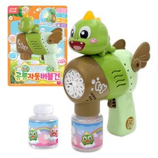 韓國 ONE&ONE LED 10孔恐龍自動泡泡槍 + 泡泡液 100ml x 2p 套組, 1套, 綠色