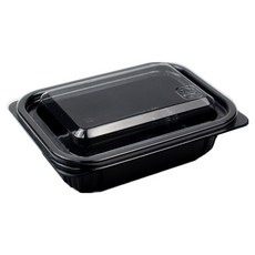 아이엔피 사각 샐러드 용기 블랙 14 x 10 x 3.6 cm 185ml SK-202, 100개, 1개입