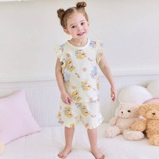 mollimelli friends 兒童柔軟奶油荷葉邊居家服套裝