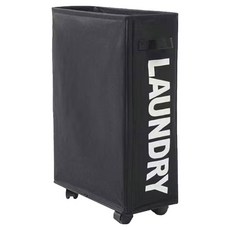 可折疊縫隙口袋型洗衣籃, 黑色