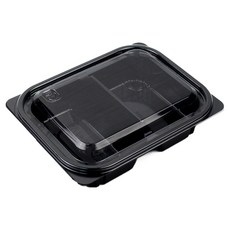 Inp 方形2格沙拉容器 黑色 17.5 x 13.5 x 4 cm 470ml SK-204-2, 100個, 1入