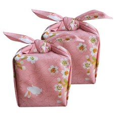 마켓감성 코튼 도시락 포장 보자기, 분홍색, 2개