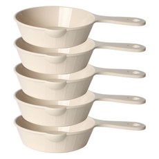 인하우셋 원형 라운드 손잡이 앞접시, 5개, 단품, 크림아이보리