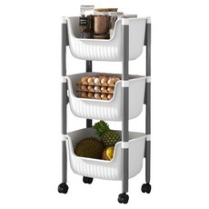 DayleBloom 移動式收納架 推車, 白色, 3層