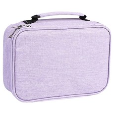 씨티컴퍼니 다용도 대용량 캔버스 색연필 필기구 필통 파우치, 퍼플, 1개