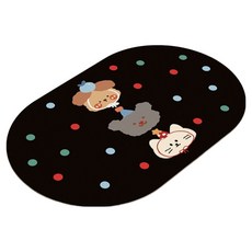 PEONIST 防滑橢圓形多用途地墊 40 x 60 cm, 黑色, 1個