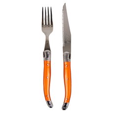 Laguiole 晚宴餐具 叉子+刀子組, 橘色, 1套, 叉子 + 刀子