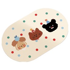 PEONIST 防滑橢圓形多用途地墊 40 x 60 cm, 奶油色, 1個