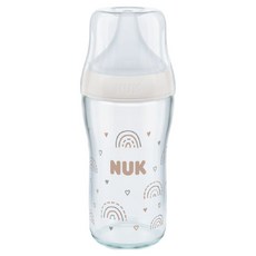 NUK 幼兒用完美搭配玻璃奶瓶+奶嘴 M組, 彩虹, 230ml, 1套