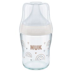 NUK 幼兒用完美搭配玻璃奶瓶+奶嘴 M組, 彩虹, 120ml, 1套