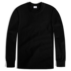 男女通用 柔軟30支透氣圓領長袖T恤 MDLT769UN, 黑色