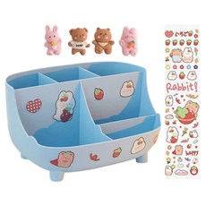 탑피아 이쁜 연필꽂이 + 입체 스티커 4p + 스티커 세트, 블루(연필꽂이), 1세트