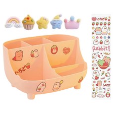 탑피아 이쁜 연필꽂이 + 입체 스티커 5p + 스티커 세트, 핑크(연필꽂이), 1세트