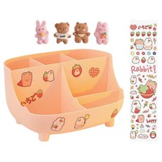 탑피아 이쁜 연필꽂이 + 입체 스티커 4p + 스티커 세트, 핑크(연필꽂이), 1세트