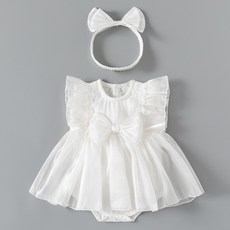 Bebeniz 嬰幼兒雪紡蕾絲無袖洋裝 + 髮帶套組