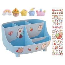 탑피아 이쁜 연필꽂이 + 입체 스티커 5p + 스티커 세트, 블루(연필꽂이), 1세트