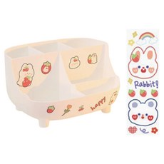 Toppia 可愛筆筒 + 貼紙組, 1套, 白色(筆筒)