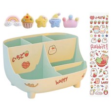 탑피아 이쁜 연필꽂이 + 입체 스티커 5p + 스티커 세트, 그린(연필꽂이), 1세트