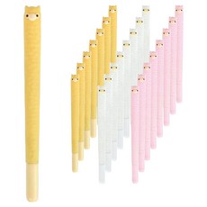 morning glory 羊駝中性筆 黑色 0.5mm 3款 x 8支 套組, 1套, 白色, 粉紅色, 黃色