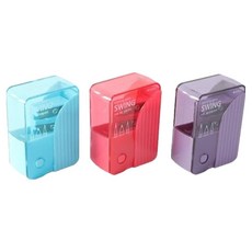 morning glory 迷你Swing 3孔削鉛筆機 3種 x 4入組, 1套, 藍色, 紅色, 紫色