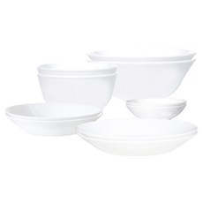 Bacile 雙人碗盤家用10件組, 1套, 飯碗 2入 + 湯碗 2入 + 小菜碟 2入 + 中菜碟 2入 + 大菜碟 2入, 純白色