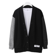 M.N.C 袖口撞色寬鬆版羅紋針織開襟衫 MDCD720DE