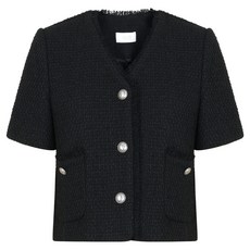 에이비에프지 (에이비에프지) 여성용 프린지 반팔 트위드 숏 자켓 AFX2QJ02