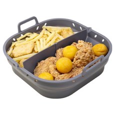 Sarasara折疊式矽膠氣炸鍋容器, 灰色, 1個