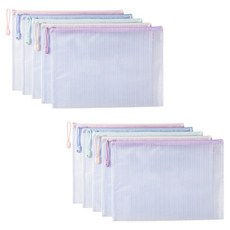 加厚馬卡龍色PVC拉鍊透明防水袋 A4, 10個, 混合色