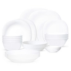 Bacile 4人份碗盤家用組 24件組, 8種, 1套, 純白色