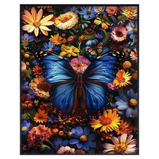 썬문 diy 캔버스형 페인팅 유화 그림그리기 아름다운 나비, 1개