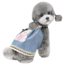 狗狗小型犬熊熊吊帶連身裙, 藍色, 1個