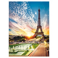 하비스스퀘어 케이엠엘리 DIY 액자형 3D 석양의 파리 원형 보석십자수 DIY키트 40 x 50 cm, 1개