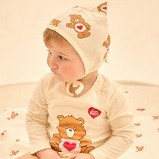 케어베어 유아용 오가닉 귀염 올오버 보넷