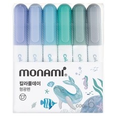 모나미 칼라풀데이 리뉴얼 형광펜 6색 세트 COOL, 혼합색상, 1세트
