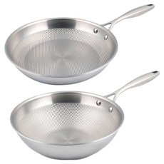 Livingglory 電磁爐適用 Master Star 全5層平底鍋 2入套組, 1套, 中式炒鍋 24cm + 平底鍋 26cm, 單一顏色