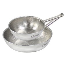 Kitchen-Art Induction Queen 全5層壓花IH不鏽鋼平底鍋2件組, 銀色, 1套, 炒鍋 20cm + 28cm