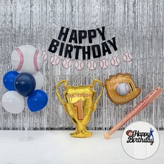 PartyIsland 棒球生日窗簾派對組, 1套, 海軍藍