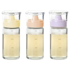 Kitensil Sinoglass 粉彩訂製矽膠S型蓋油瓶 奶油黃 + 蜜桃 + 薰衣草 套組, 1套, 170ml