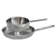 HANIL STAINLESS STEEL Split IH 電磁爐用一體成型五層不鏽鋼平底鍋2件組, 銀色, 1套, 中式炒鍋 20cm + 28cm